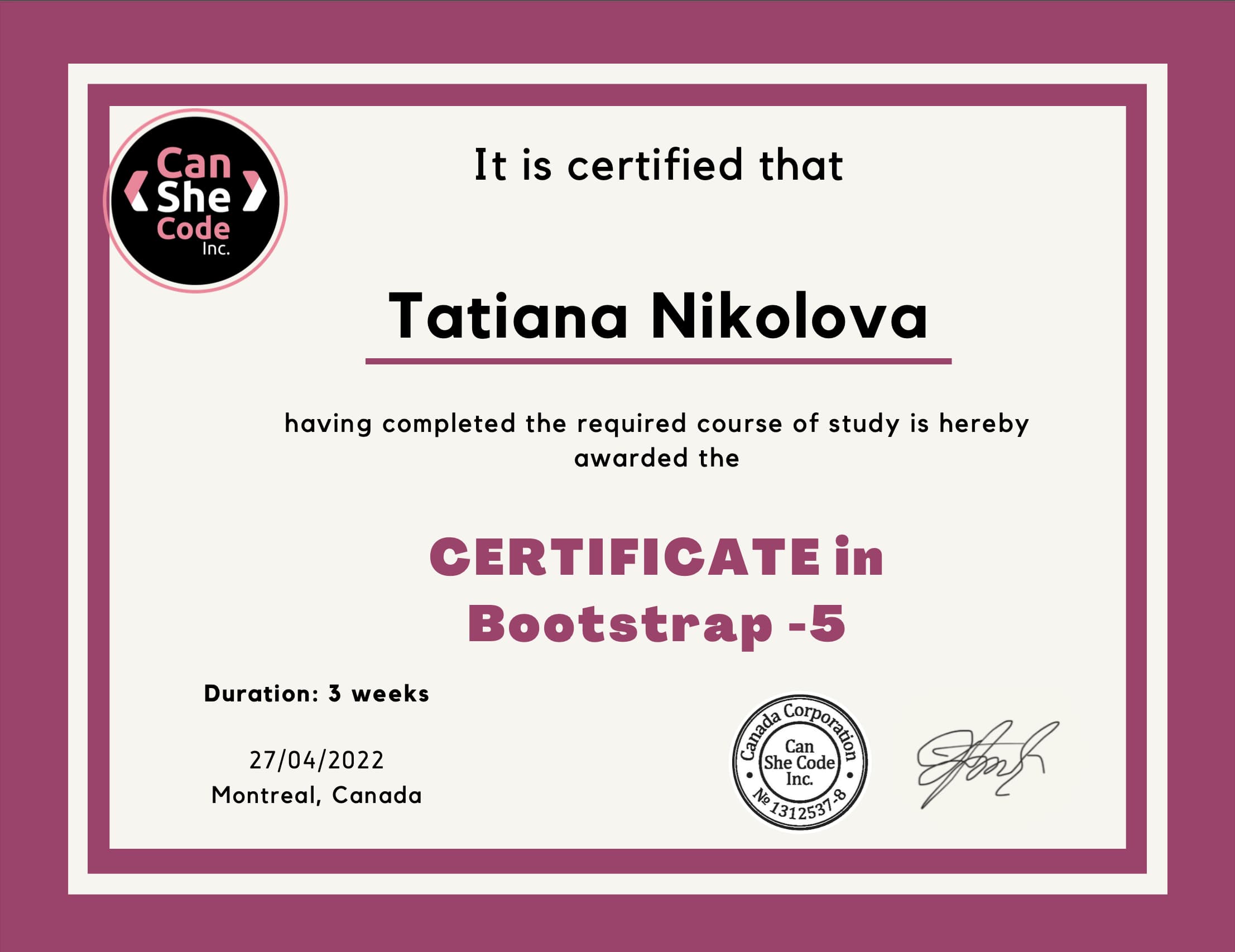 Certificate 7